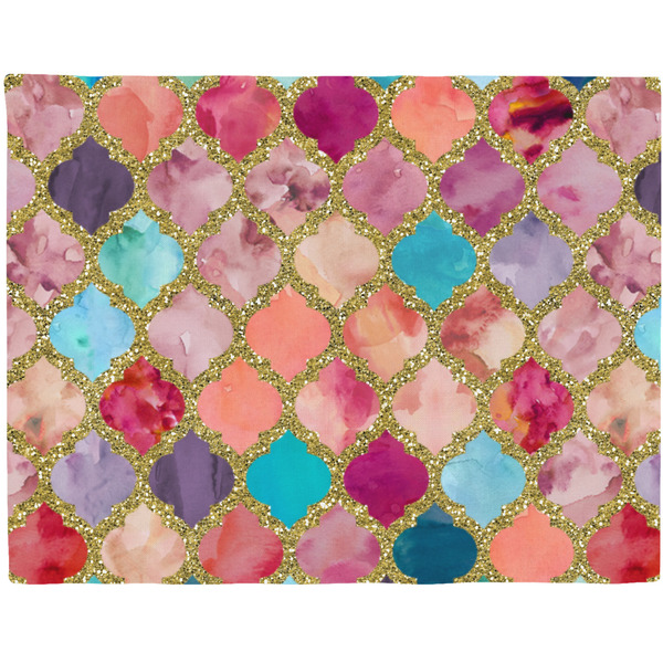 Custom Glitter Moroccan Watercolor Woven Fabric Placemat - Twill