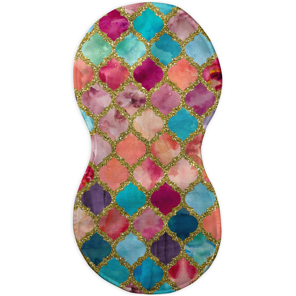 Glitter Moroccan Watercolor Burp Peanut Shaped Flat