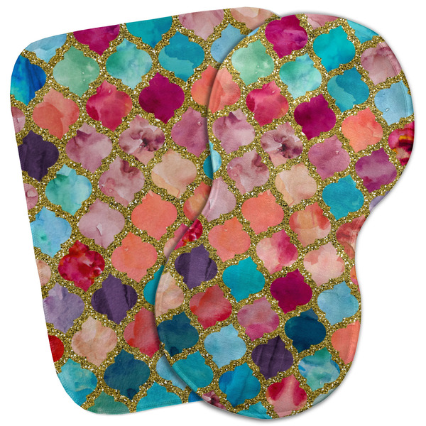 Custom Glitter Moroccan Watercolor Burp Cloth