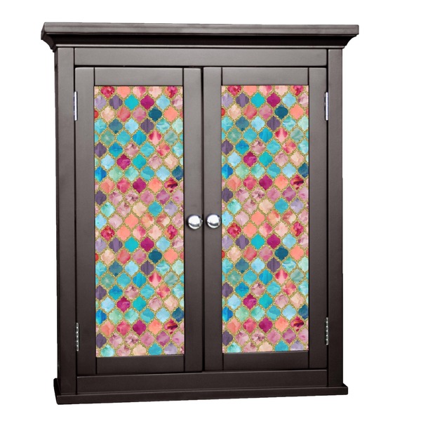 Custom Glitter Moroccan Watercolor Cabinet Decal - Large