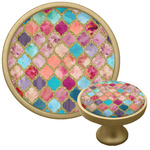 Glitter Moroccan Watercolor Cabinet Knob - Gold
