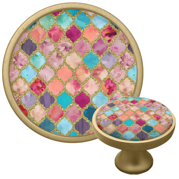 Glitter Moroccan Watercolor Cabinet Knob - Gold - Multi Angle