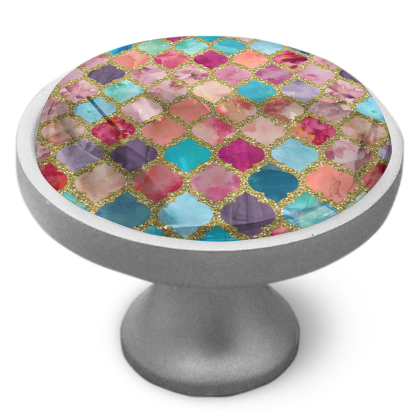 Glitter Moroccan Watercolor Cabinet Knob - Nickel - Side