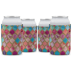 Glitter Moroccan Watercolor Can Cooler (12 oz) - Set of 4