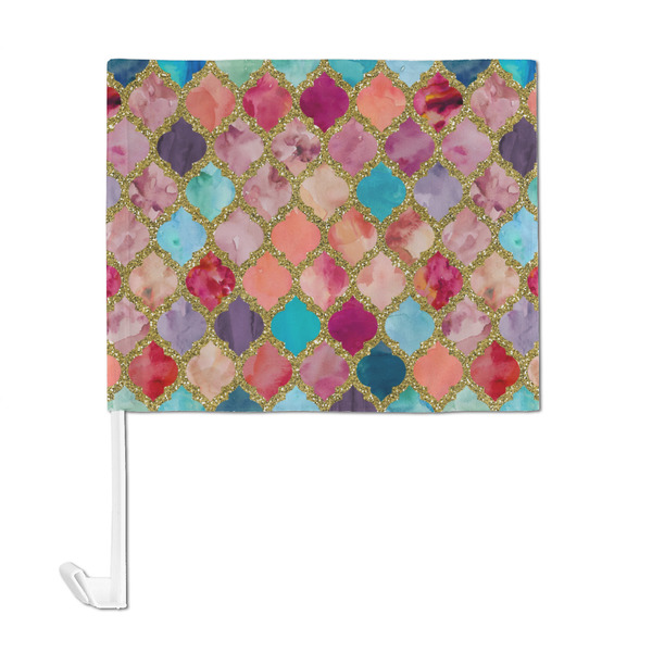 Glitter Moroccan Watercolor Car Flag - Large - FRONT