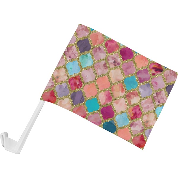 Custom Glitter Moroccan Watercolor Car Flag - Small