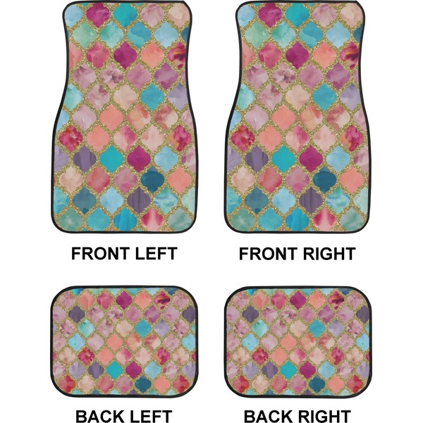 Glitter Moroccan Watercolor Car Floor Mats Set (2F + 2B)