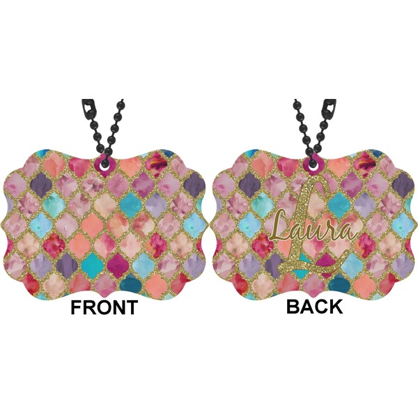 Glitter Moroccan Watercolor Car Ornament (Approval)