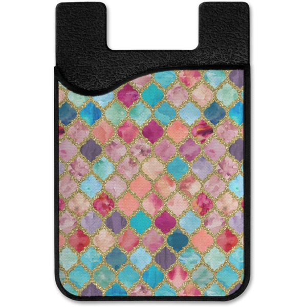 Glitter Moroccan Watercolor Cell Phone Credit Card Holder