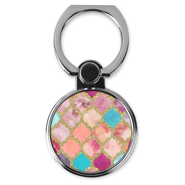 Custom Glitter Moroccan Watercolor Cell Phone Ring Stand & Holder