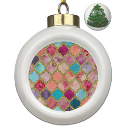 Glitter Moroccan Watercolor Ceramic Ball Ornament - Christmas Tree