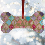Glitter Moroccan Watercolor Ceramic Dog Ornament