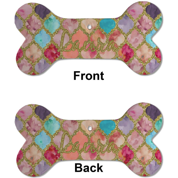 Glitter Moroccan Watercolor Ceramic Flat Ornament - Bone Front & Back (APPROVAL)