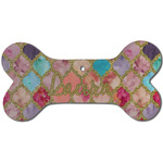 Glitter Moroccan Watercolor Ceramic Dog Ornament - Front