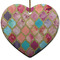 Glitter Moroccan Watercolor Ceramic Flat Ornament - Heart (Front)