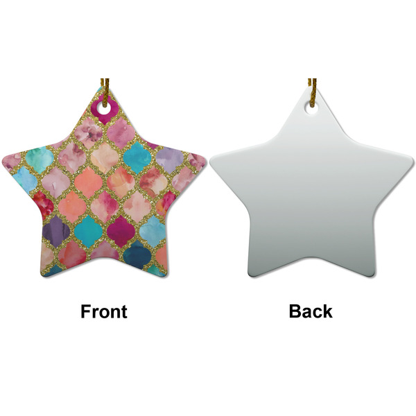 Glitter Moroccan Watercolor Ceramic Flat Ornament - Star Front & Back (APPROVAL)