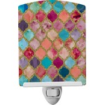 Glitter Moroccan Watercolor Ceramic Night Light
