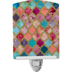 Glitter Moroccan Watercolor Ceramic Night Light