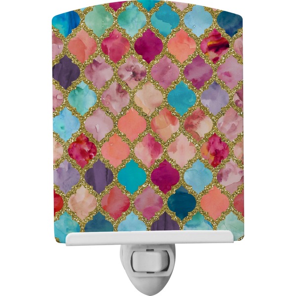 Custom Glitter Moroccan Watercolor Ceramic Night Light