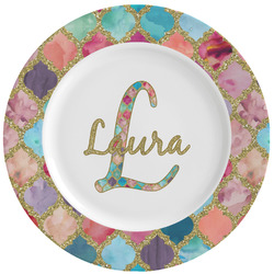 Glitter Moroccan Watercolor Ceramic Dinner Plates (Set of 4)