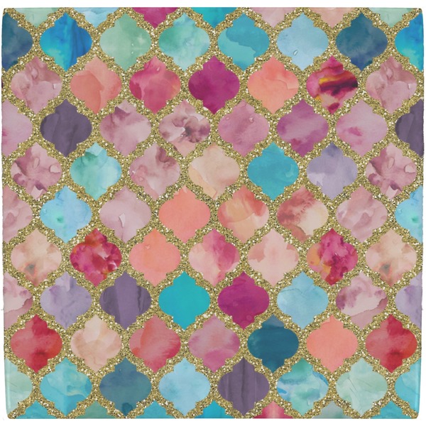 Custom Glitter Moroccan Watercolor Ceramic Tile Hot Pad
