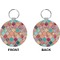 Glitter Moroccan Watercolor Circle Keychain (Front + Back)