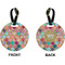 Glitter Moroccan Watercolor Circle Luggage Tag (Front + Back)