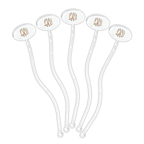 Glitter Moroccan Watercolor Clear Plastic 7" Stir Stick - Oval - Fan