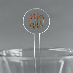 Glitter Moroccan Watercolor 5.5" Round Plastic Stir Sticks - Clear