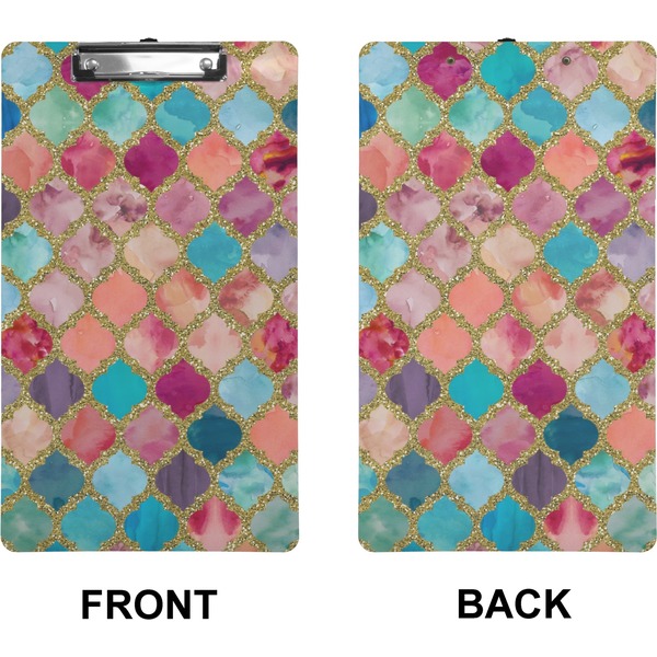 Glitter Moroccan Watercolor Clipboard (Legal) (Front + Back)