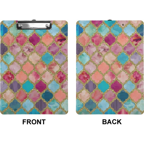 Glitter Moroccan Watercolor Clipboard (Letter) (Front + Back)
