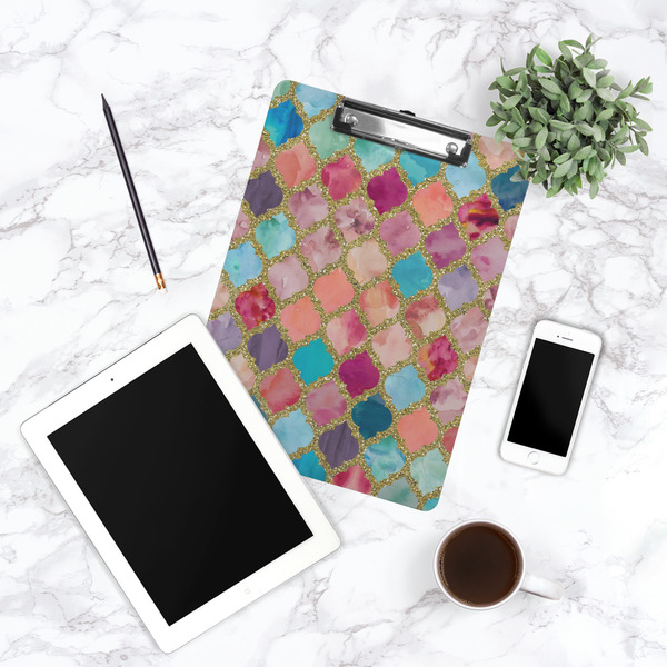 Glitter Moroccan Watercolor Clipboard - Lifestyle Photo