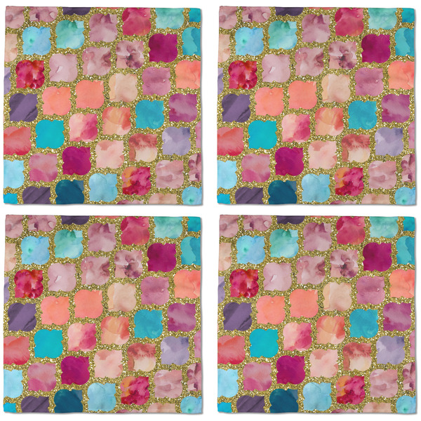 Glitter Moroccan Watercolor Cloth Napkins - Personalized Dinner (APPROVAL) Set of 4