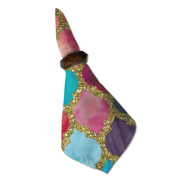 Glitter Moroccan Watercolor Cloth Napkins - Personalized Dinner (Folded in Ring) (MAIN)