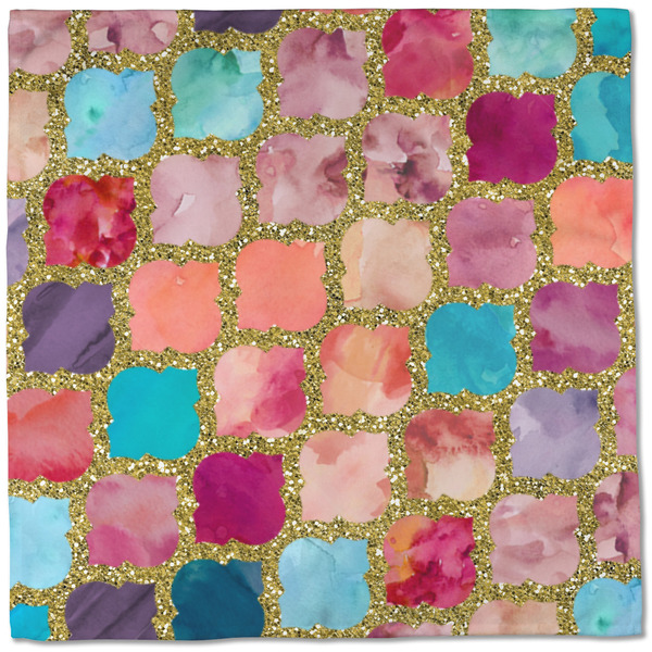 Glitter Moroccan Watercolor Cloth Napkins - Personalized Dinner (Full Open)