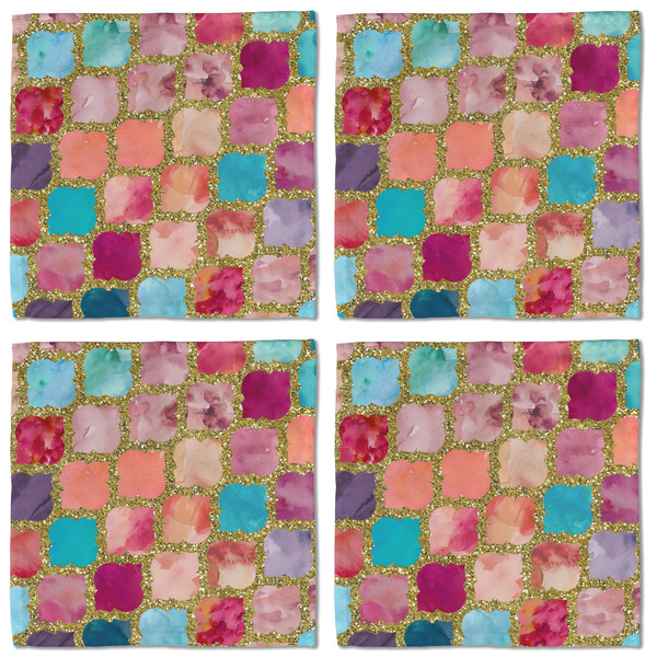 Glitter Moroccan Watercolor Cloth Napkins - Personalized Lunch (APPROVAL) Set of 4
