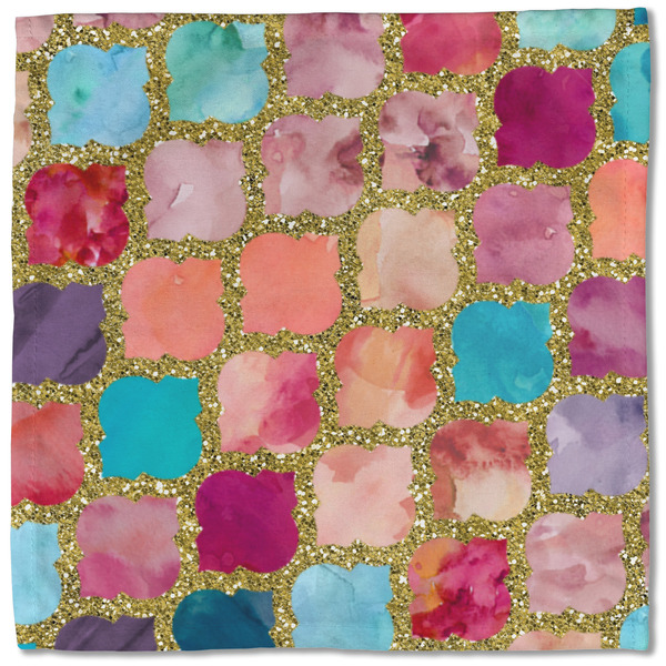 Glitter Moroccan Watercolor Cloth Napkins - Personalized Lunch (Single Full Open)