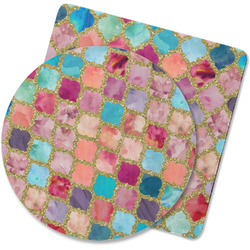 Glitter Moroccan Watercolor Rubber Backed Coaster