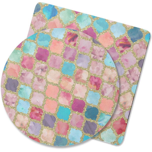 Custom Glitter Moroccan Watercolor Rubber Backed Coaster