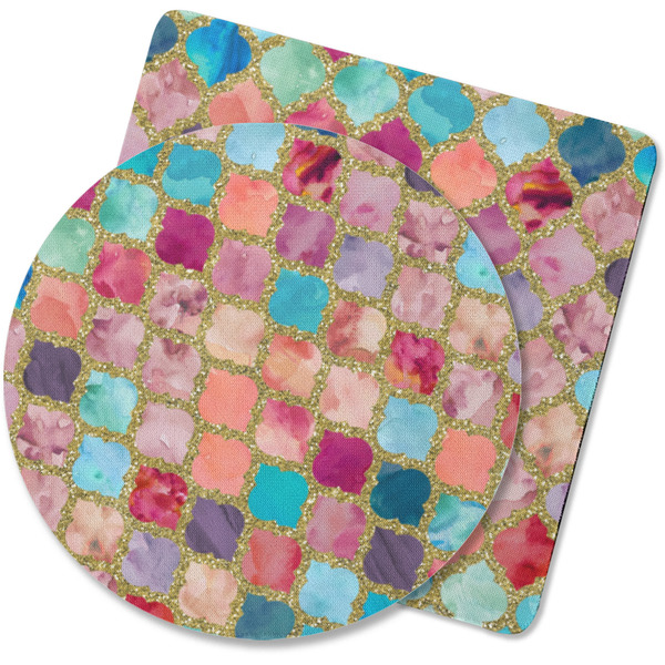Custom Glitter Moroccan Watercolor Rubber Backed Coaster