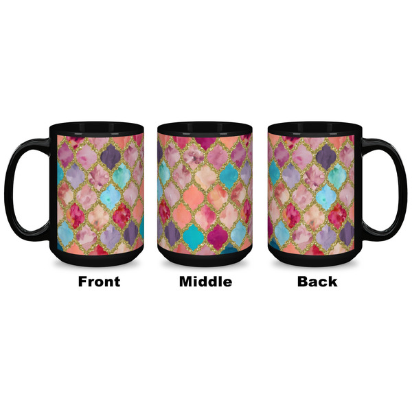 Glitter Moroccan Watercolor Coffee Mug - 15 oz - Black APPROVAL