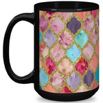 Glitter Moroccan Watercolor 15 Oz Coffee Mug - Black