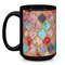 Glitter Moroccan Watercolor Coffee Mug - 15 oz - Black