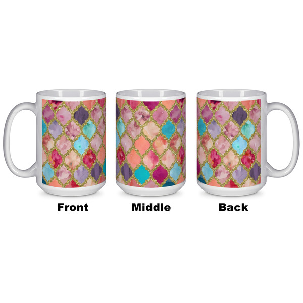 Glitter Moroccan Watercolor Coffee Mug - 15 oz - White APPROVAL