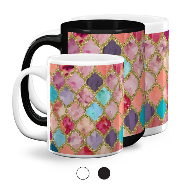 Glitter Moroccan Watercolor Coffee Mugs Main