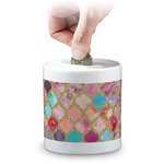 Glitter Moroccan Watercolor Coin Bank