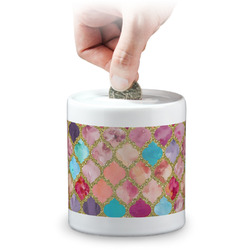 Glitter Moroccan Watercolor Coin Bank