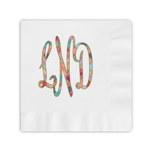 Custom Glitter Moroccan Watercolor Coined Cocktail Napkins