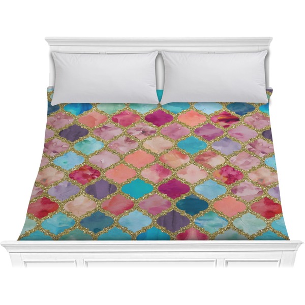 Custom Glitter Moroccan Watercolor Comforter - King