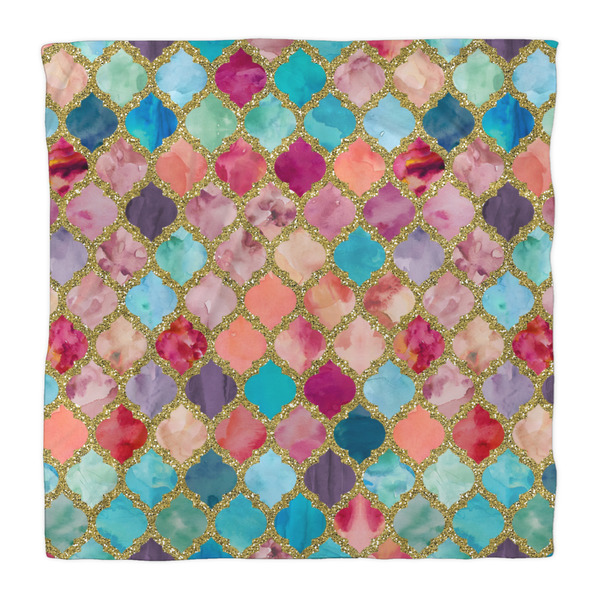 Glitter Moroccan Watercolor Comforter - Queen - Front